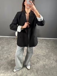 Siyah Premium Kalite Astarlı Double Kumaş Blazer Ceket GausCEKETGU004501