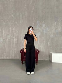 Siyah Bisiklet Yaka Modal Kumaş Basic Takım Gaus00170GausTAKIMGU1001395