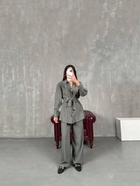 Sonya Haki Kuşaklı Çıtçıt Düğmeli Tensel TakımGausTAKIMGU100743