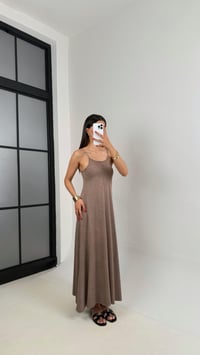 Kahve Yıkamalı Basic Ayarlanabilir Askılı Modal Kumaş Elbise Gaus00472GausELBİSEGU1002104