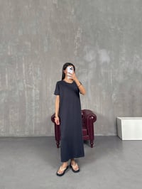 Velis Füme Bisiklet Yaka Pike Modal Basic Yırtmaçlı ElbiseGausELBİSEGU100925