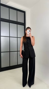 Siyah Çizgili Yelek Pantolon Kumaş Takım GAUS-00495GAUSTAKIMGAUS-00495