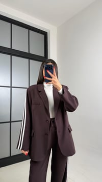 Acı Kahve Astarlı Vatkalı Blazer Ceket Beli Lastikli Pantolon Şerit Detaylı Premium Takım GAUS-00934GAUSTAKIMGAUS-00934