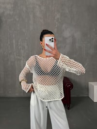 Gela Beyaz Ajurlu TrikoGausTRİKOGU100514