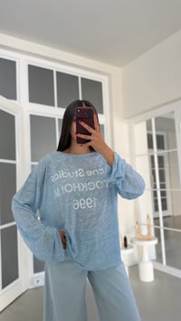 Mavi Yazı Baskılı Oversize Tshirt GAUS-02243GAUSTshirtGAUS-02243