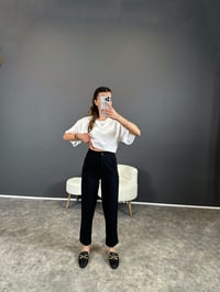 Siyah Havuç Kesim Kemersiz PantolonGausPANTOLONGU004452