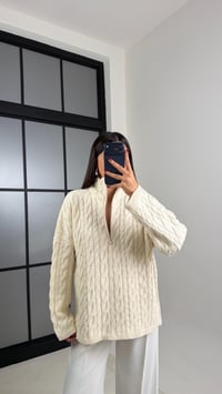 Ekru Fermuarlı Örgü Kazak GAUS-00213GAUSKAZAKGAUS-00213