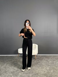 Gabby Siyah  Modal Kumaş İkili TakımGausTAKIMGU004740