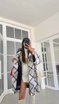 Çok Renkli Astarlı Ekoseli Kapüşonlu Trençkot GAUS-02058GAUSTrench CoatGAUS-02058