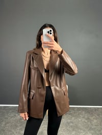 San Kahve Deri Blazer CeketGausCEKETGU002684