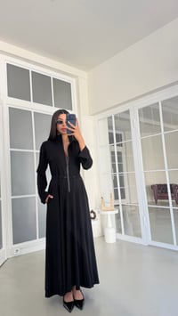 Siyah Beli Ayarlanabilir Uzun Kollu Elbise GAUS-02101GAUSELBİSEGAUS-02101