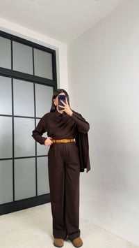 Acı Kahve Manşet Kol Yakası Şallı Gömlek Pantolon Muadil Takım GAUS-01053GAUSTAKIMGAUS-01053