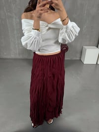 Bordo Kırışık Tül Detaylı Astarlı Etek Gaus00052GausETEKGU1001114