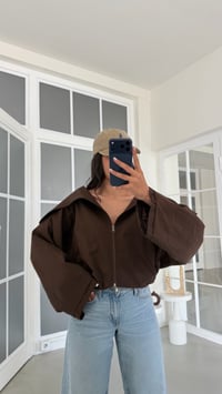 Kahve Geniş Yakalı Astarlı Paraşüt Kumaş Ceket GAUS-02161GAUSJacketsGAUS-02161