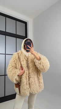 Bej Saçaklı Astarlı Premium Kürk GAUS-00931GAUSMONTGAUS-00931