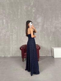 Lacivert Puantiyeli Askılı Elbise Gaus00123GausELBİSEGU1001279