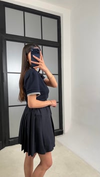 Lacivert Muadil Polo Yaka Beli Lastikli Premium Elbise GAUS-01496GAUSELBİSEGAUS-01496