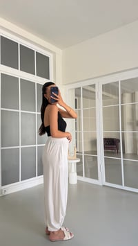 Ekru Boncuk İpli Modal Kumaş Şalvar Pantolon GAUS-01676GAUSPANTOLONGAUS-01676