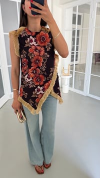 Çok Renkli Çiçek Desenli Püsküllü Tasarım Bluz GAUS-01866GAUSBlouseGAUS-01866