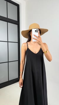 Siyah Ayarlanabilir Askılı Astarlı Tencel Elbise Gaus00690GausELBİSEGU1002593