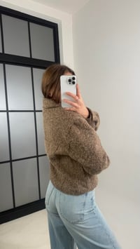 Kahve Astarlı Fermuarlı Muadil Keçe Kumaş Ceket GAUS-00603GAUSCEKETGAUS-00603