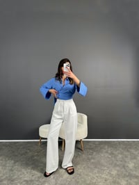 Beyaz Muadil Beyaz Palazzo Pantolon GausPANTOLONGU007160