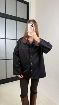 Siyah Deri Yaka Detaylı Astarlı Muadil Ceket GAUS-00732GAUSCEKETGAUS-00732