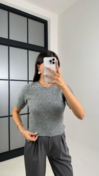 Antrasit Kısa Kol Yumuşak Triko Kazak GAUS-00554GAUSSweaterGAUS-00554