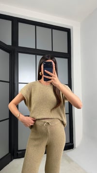 Vizon Sıfır Kol Tshirt Beli Lastikli Pantolon Triko Takım GAUS-01238GAUSTAKIMGAUS-01238