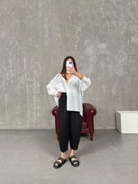 Orfi Siyah Çımalı Tensel Şalvar PantolonGausPANTOLONGU100716