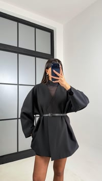 Siyah Kemerli Astarlı Cepli Premium Ceket GAUS-00818GAUSCEKETGAUS-00818