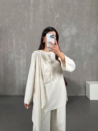 Taş Şal Detaylı Keten Takım Gaus00142GausTAKIMGU1001329