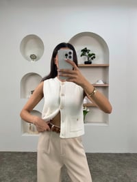 Juli Beyaz Gold Düğmeli Örme YelekGausYELEKGU00903452