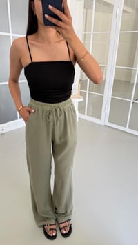 Yeşil Yıkamalı Beli Lastikli Tencel Pantolon GAUS-01678GAUSPantsGAUS-01678