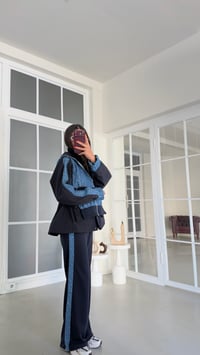 Lacivert Pullu Beli Lastikli Ceket Pantolon Paraşüt Detaylı Modal Takım GAUS-02213GAUSTAKIMGAUS-02213