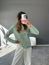 Co Yeşil Çizgili SweatGausSWEATSHIRTGU002840