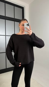 Siyah Kayık Yaka Triko Kazak GAUS-01043GAUSKAZAKGAUS-01043