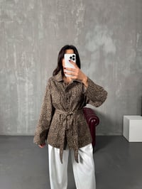 Tasi Leopar Desenli Kuşaklı Gabardin Ceket GömlekGausGÖMLEKGU00903907