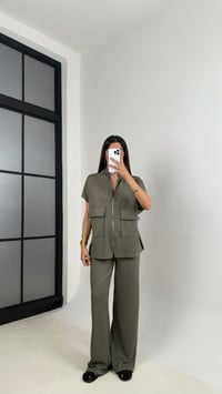 Haki Oys Muadil Cep Detaylı Fermuarlı Yelek Beli Lastikli Pantolon Model Takım Gaus00587GausTAKIMGU1002372