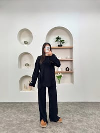 Cose Siyah Düğme Detaylı Yırtmaçlı Üst Alt Triko TakımGausTAKIMGU00903766