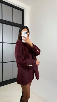 Bordo Astarlı Vatkalı Keçe Kumaş Blazer Ceket GAUS-00225GAUSCEKETGAUS-00225