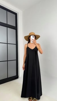 Siyah Ayarlanabilir Askılı Astarlı Tencel Elbise Gaus00690GausELBİSEGU1002593