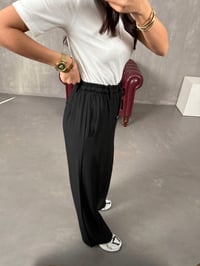 Giyan Siyah Beli Lastikli Çımalı PantolonGausPANTOLONGU100293