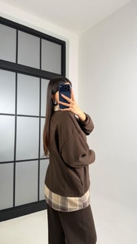 Acı Kahve Gömlek Taş Detaylı Kazak Beli Lastikli Pantolon Örme Takım GAUS-00831GAUSTAKIMGAUS-00831