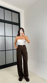 Acı Kahve Gold Düğmeli Beli Lastikli Premium Pantolon GAUS-00141GAUSPANTOLONGAUS-00141