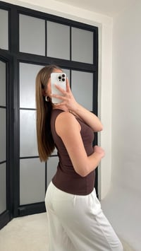 Kahve Dantel Detaylı Triko Atlet GAUS-01221GAUSTRİKOGAUS-01221