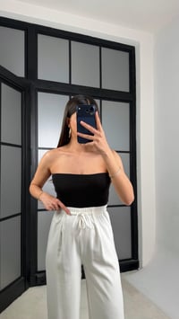 Siyah Straplez Basic Crop GAUS-01350GAUSالكروب توب GAUS-01350