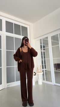 Kahve Yumuşak Dokulu Üçlü Premium Takım GAUS-02028 GAUS-02210GAUSTAKIMGAUS-02210