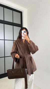 Kahve Kuşaklı Astarlı Peluş Kaban GAUS-00183GAUSJacketsGAUS-00183