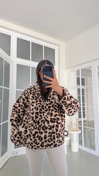 Leopar Desenli Yarım Fermuarlı Polar Sweatshirt GAUS-01916 GAUS-01925GAUSSWEATSHIRTGAUS-01925